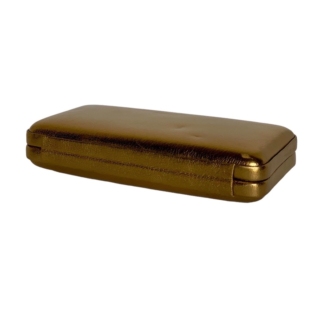 NWT Rare J. Crew Metallic Leather Frame Clutch Retractable Chain Handle - Picture 8 of 13